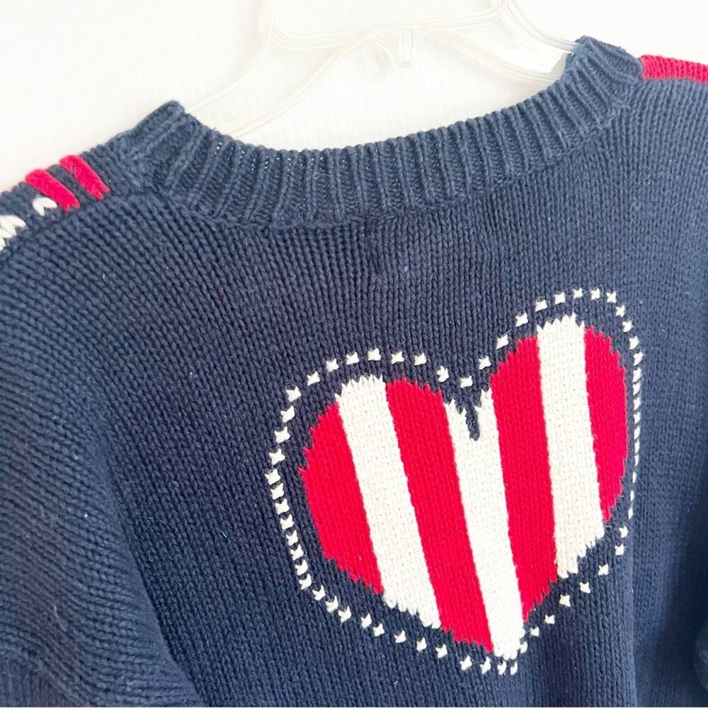 Vintage 80s90s Ninon De Lenclos Patchwork Americana Red White Blue Sweater Large - Picture 8 of 8